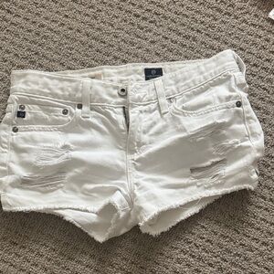 White Distressed Denim Shorts